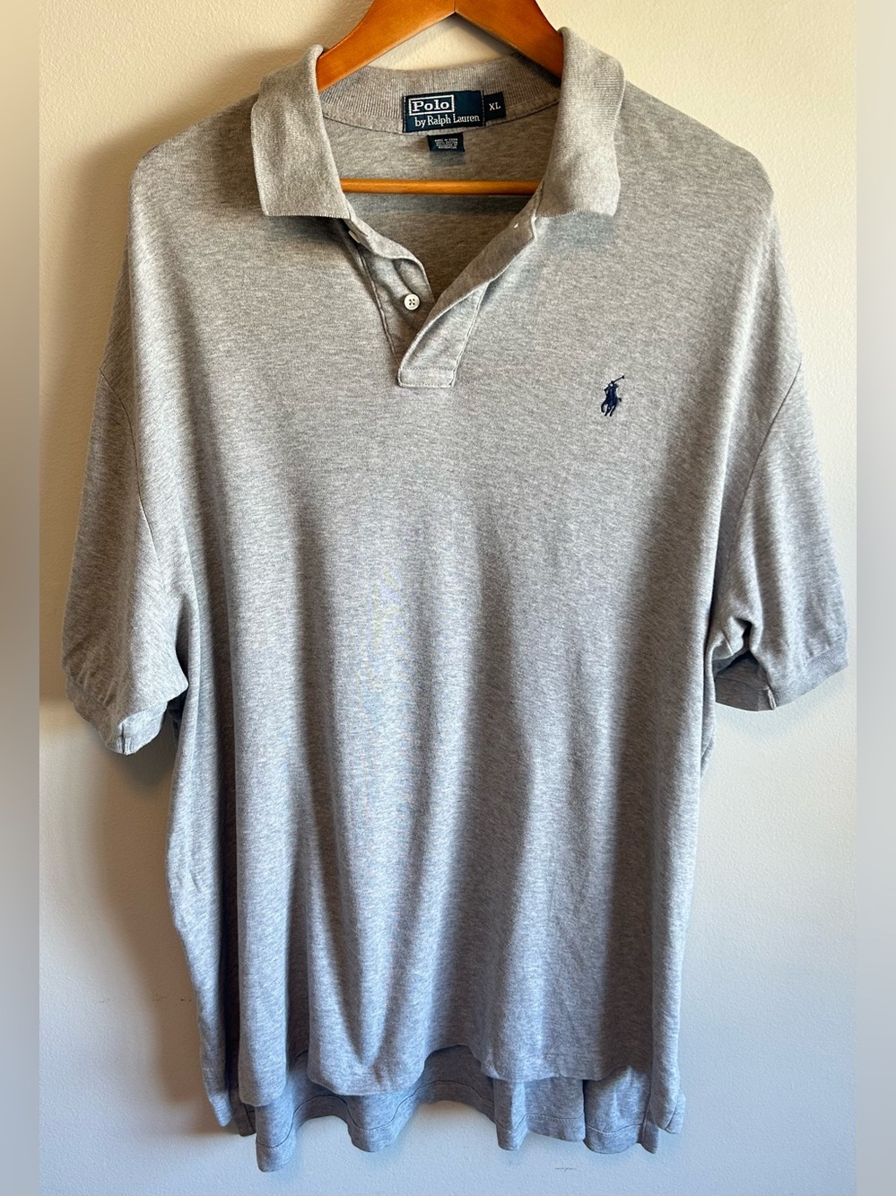 Vintage 1990s Polo Ralph Lauren Polo Shirt Men’s XL Iconic Preppy Cotton Gray